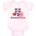 Baby Clothes Dominirican National Flag Puerto Rican Along Red Heart Cotton