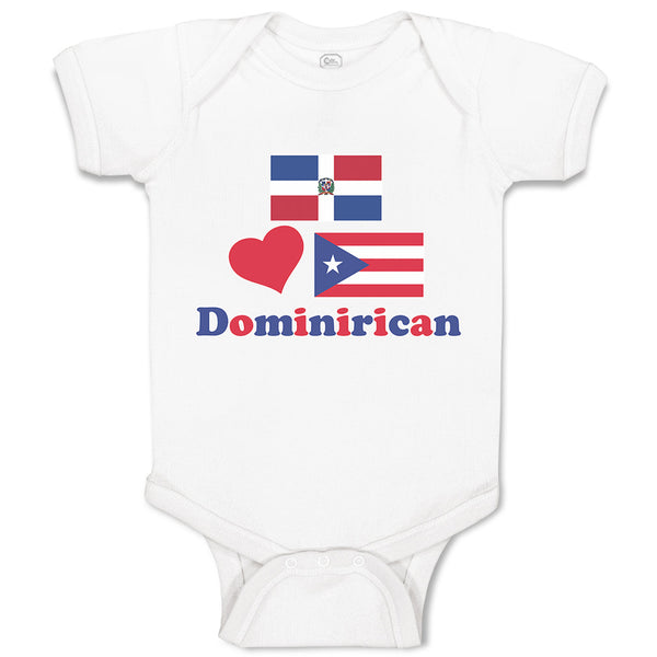 Baby Clothes Dominirican National Flag Puerto Rican Along Red Heart Cotton