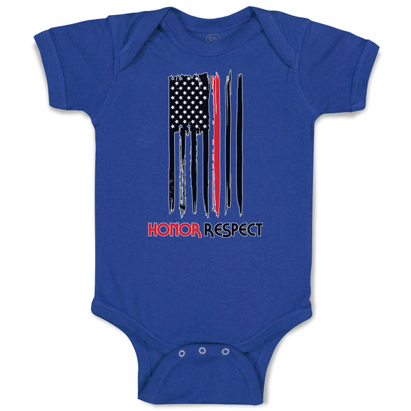 Baby Clothes Sign Honor Respect Firefighters Usa Flag Thin Red Line Cotton