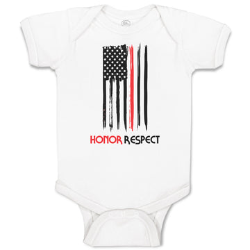 Baby Clothes Sign Honor Respect Firefighters Usa Flag Thin Red Line Cotton
