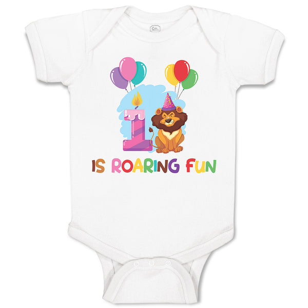 Baby Clothes Birthday Celebration 1 Is Roaring Fun with Lion Along with Balloons