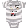 Baby Clothes Cluck Mooo Vrooom with Farmer Tractor, Hen and Cow Baby Bodysuits