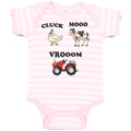 Baby Clothes Cluck Mooo Vrooom with Farmer Tractor, Hen and Cow Baby Bodysuits