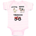 Baby Clothes Cluck Mooo Vrooom with Farmer Tractor, Hen and Cow Baby Bodysuits
