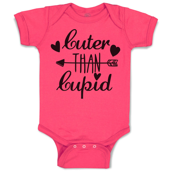 Baby Clothes Cuter than Cupid with Black Hearts and Arrow Baby Bodysuits Cotton