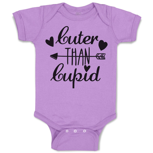 Baby Clothes Cuter than Cupid with Black Hearts and Arrow Baby Bodysuits Cotton