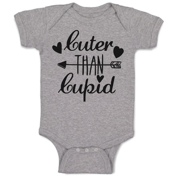 Baby Clothes Cuter than Cupid with Black Hearts and Arrow Baby Bodysuits Cotton