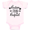Baby Clothes Cuter than Cupid with Black Hearts and Arrow Baby Bodysuits Cotton