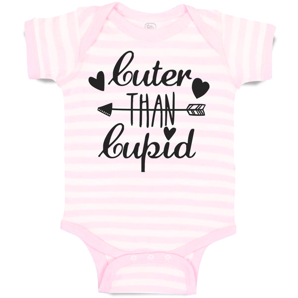 Baby Clothes Cuter than Cupid with Black Hearts and Arrow Baby Bodysuits Cotton