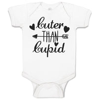 Baby Clothes Cuter than Cupid with Black Hearts and Arrow Baby Bodysuits Cotton