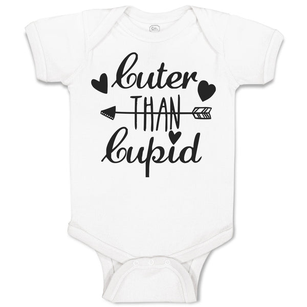 Baby Clothes Cuter than Cupid with Black Hearts and Arrow Baby Bodysuits Cotton