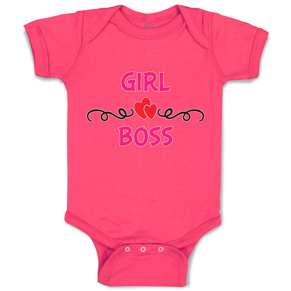 Baby Clothes Girl Boss with Red Little Hearts Pattern Baby Bodysuits Cotton