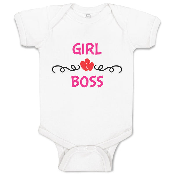 Baby Clothes Girl Boss with Red Little Hearts Pattern Baby Bodysuits Cotton