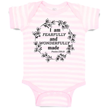 Baby Clothes I Am Fearfully Wonderfully Psalm 139:19 Wreath Pattern Cotton