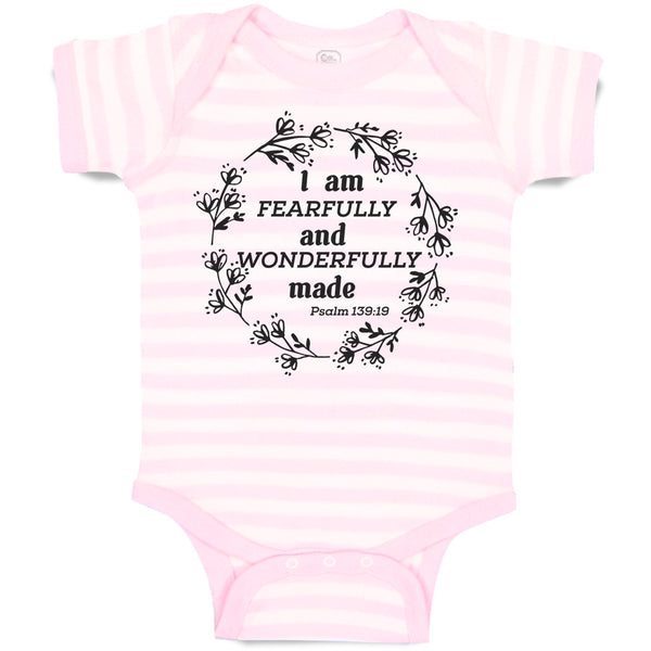 Baby Clothes I Am Fearfully Wonderfully Psalm 139:19 Wreath Pattern Cotton