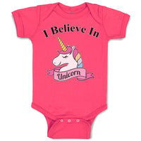 Baby Clothes I Believe in Unicorn with Single Horned Baby Bodysuits Cotton