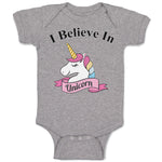 Baby Clothes I Believe in Unicorn with Single Horned Baby Bodysuits Cotton