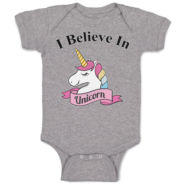 Baby Clothes I Believe in Unicorn with Single Horned Baby Bodysuits Cotton