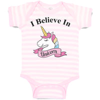 Baby Clothes I Believe in Unicorn with Single Horned Baby Bodysuits Cotton