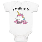 Baby Clothes I Believe in Unicorn with Single Horned Baby Bodysuits Cotton