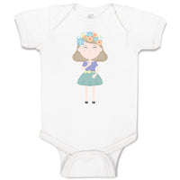 Baby Clothes Beautiful Girl in Flower Wreath with Eyes Closed Baby Bodysuits