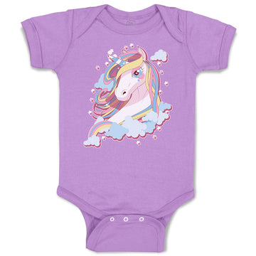 Baby Clothes Beautiful Unicorn on Clouds with Stars Baby Bodysuits Cotton