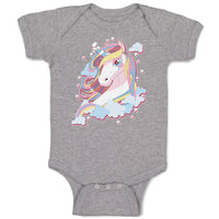 Baby Clothes Beautiful Unicorn on Clouds with Stars Baby Bodysuits Cotton