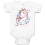 Baby Clothes Beautiful Unicorn on Clouds with Stars Baby Bodysuits Cotton
