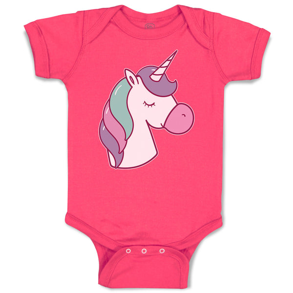 Baby Clothes Lovely Cute Sleepy Unicorn with Closed Eyes Baby Bodysuits Cotton