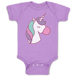 Baby Clothes Lovely Cute Sleepy Unicorn with Closed Eyes Baby Bodysuits Cotton