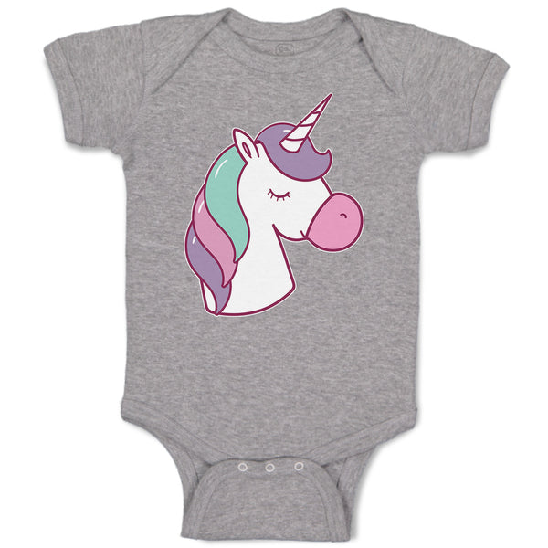 Baby Clothes Lovely Cute Sleepy Unicorn with Closed Eyes Baby Bodysuits Cotton