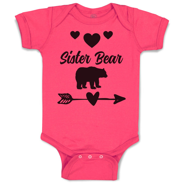 Baby Clothes Sister Bear with Black Little Hearts and Sharp Pointed Arrow Cotton