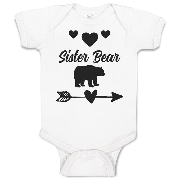 Baby Clothes Sister Bear with Black Little Hearts and Sharp Pointed Arrow Cotton