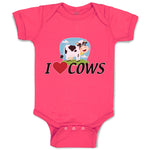 Baby Clothes I Love Cows with Heart Domestic Animal Baby Bodysuits Cotton