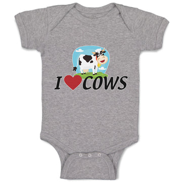 Baby Clothes I Love Cows with Heart Domestic Animal Baby Bodysuits Cotton