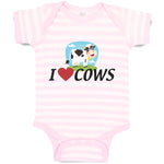 Baby Clothes I Love Cows with Heart Domestic Animal Baby Bodysuits Cotton