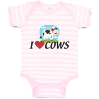 Baby Clothes I Love Cows with Heart Domestic Animal Baby Bodysuits Cotton