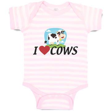 Baby Clothes I Love Cows with Heart Domestic Animal Baby Bodysuits Cotton