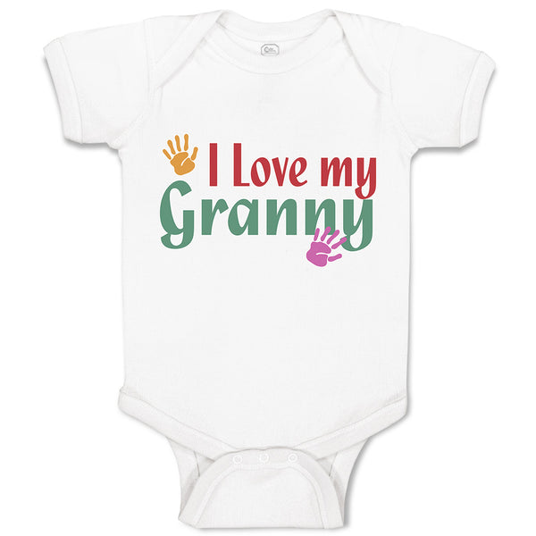 Baby Clothes I Love My Granny with Hand Print Baby Bodysuits Boy & Girl Cotton
