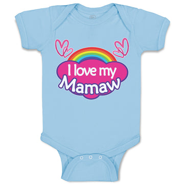Baby Clothes I Love My Mamaw with Colourful Rainbow and Outline Hearts Joined
