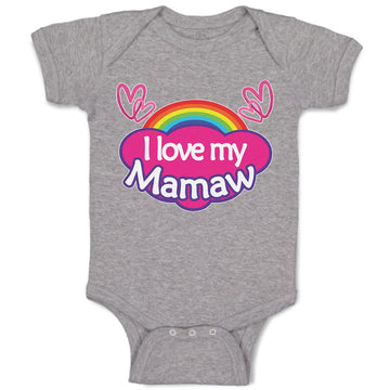 Baby Clothes I Love My Mamaw with Colourful Rainbow and Outline Hearts Joined