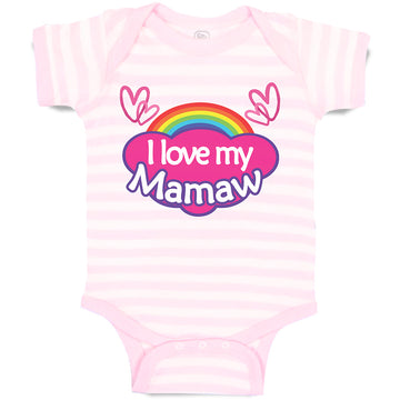Baby Clothes I Love My Mamaw with Colourful Rainbow and Outline Hearts Joined