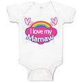 Baby Clothes I Love My Mamaw with Colourful Rainbow and Outline Hearts Joined