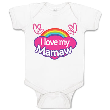 Baby Clothes I Love My Mamaw with Colourful Rainbow and Outline Hearts Joined