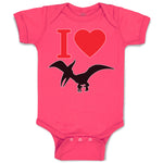 Baby Clothes An Flying Silhouette Pterodactyl Dinosaur with Red Heart Cotton