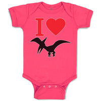 Baby Clothes An Flying Silhouette Pterodactyl Dinosaur with Red Heart Cotton
