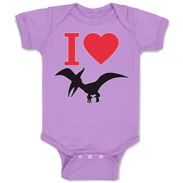 An Flying Silhouette Pterodactyl Dinosaur with Red Heart