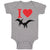 Baby Clothes An Flying Silhouette Pterodactyl Dinosaur with Red Heart Cotton