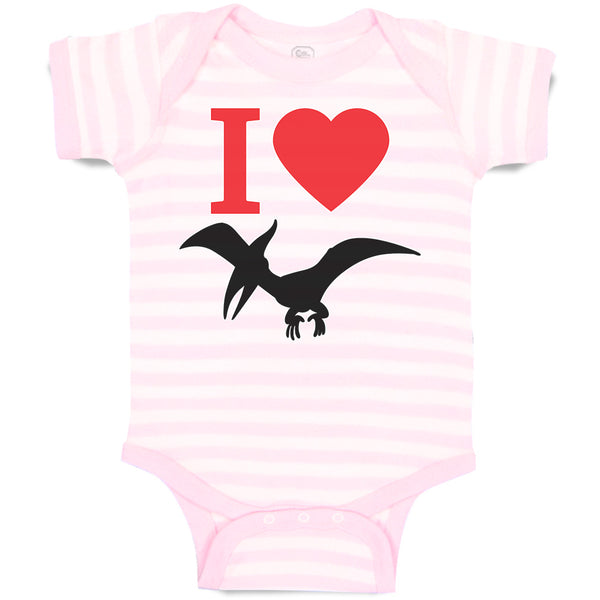 Baby Clothes An Flying Silhouette Pterodactyl Dinosaur with Red Heart Cotton