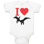 Baby Clothes An Flying Silhouette Pterodactyl Dinosaur with Red Heart Cotton